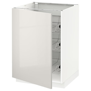 METOD Base cabinet with wire baskets, white/Ringhult light grey, 60x60 cm