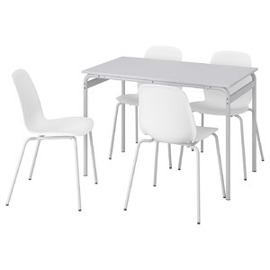 GRÅSALA / LIDÅS Table and 4 chairs, grey/white white, 110 cm
