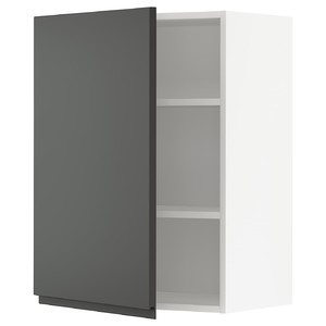 METOD Wall cabinet with shelves, white/Voxtorp dark grey, 60x80 cm