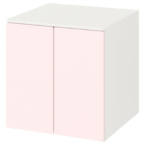 SMÅSTAD / PLATSA Cabinet, white pale pink, with 1 shelf, 60x55x63 cm