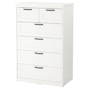 SONGESAND Chest of 6 drawers, white, 82x126 cm