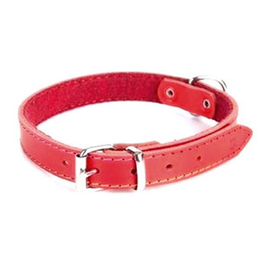 Dingo Leather Dog Collar 1.0x27cm, red