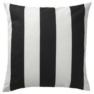 SLÅNHÖSTMAL Cushion cover, black white/stripe pattern, 50x50 cm