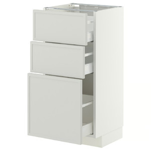 METOD/MAXIMERA Base cabinet with 3 drawers, white/Aspudden light grey, 40x37 cm