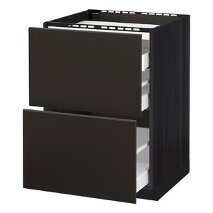 METOD / MAXIMERA Base cab f hob/2 fronts/3 drawers, black/Kungsback anthracite, 60x60 cm