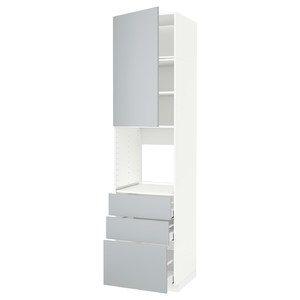 METOD / MAXIMERA High cab f oven w door/3 drawers, white/Veddinge grey, 60x60x240 cm