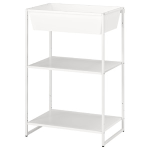 JOSTEIN Shelving unit with container, in/outdoor/metal white, 61x40x90 cm