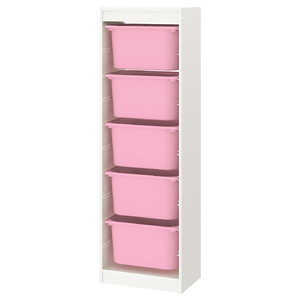 TROFAST Storage combination, white, pink, 46x30x145 cm