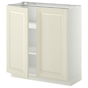 METOD Base cabinet with shelves/2 doors, white/Bodbyn off-white, 80x37 cm