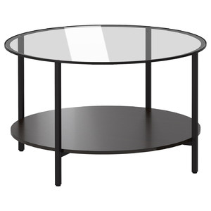 VITTSJÖ Coffee table, black-brown, glass, 75 cm