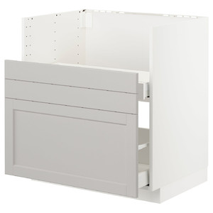 METOD Bc f BREDSJÖN sink/2 fronts/2 drws, white/Lerhyttan light grey, 80x60 cm