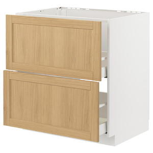 METOD / MAXIMERA Base cab f sink+2 fronts/2 drawers, white/Forsbacka oak, 80x60 cm