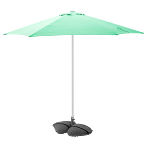 HÖGÖN / IGGÖN Parasol with base, light green/dark grey, 270 cm
