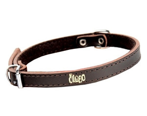 Dingo Leather Dog Collar 1.0x27cm, brown