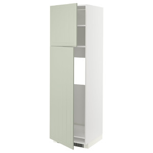 METOD High cabinet for fridge w 2 doors, white/Stensund light green, 60x60x200 cm