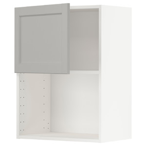 METOD Wall cabinet for microwave oven, white/Lerhyttan light grey, 60x80 cm