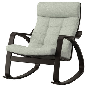 POÄNG Rocking-chair, black-brown/Gunnared light green