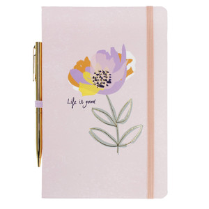 Notebook with Pen Diary Journal Pink Flower 80 Pages 14x21