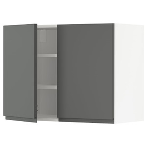 METOD Wall cabinet with shelves/2 doors, white/Voxtorp dark grey, 80x60 cm