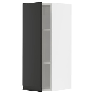 METOD Wall cabinet with shelves, white/Upplöv matt anthracite, 30x80 cm