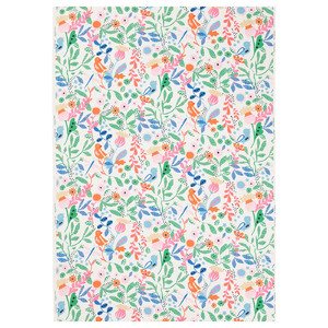 KUNGSLJUSMAL Pre-cut fabric, multicolour/bird floral pattern, 150x300 cm