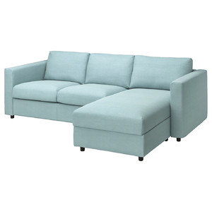 VIMLE 3-seat sofa with chaise longue, Saxemara light blue
