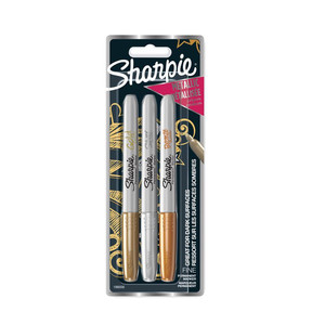 Sharpie Metallic Markers Set Gold, Silver, Brown 3pcs