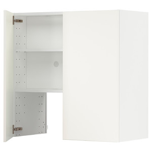 METOD Wall cb f extr hood w shlf/door, white/Veddinge white, 80x80 cm