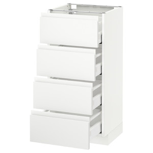 METOD / MAXIMERA Base cab 4 frnts/4 drawers, white, Voxtorp matt white white, 40x37 cm