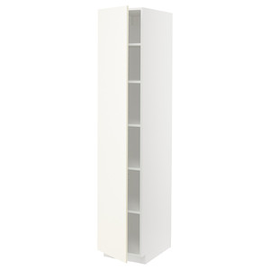METOD High cabinet with shelves, white/Vallstena white, 40x60x200 cm