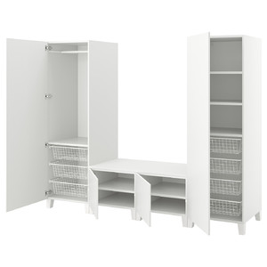 PLATSA Wardrobe with 4 doors, white/Fonnes white, 240x57x191 cm