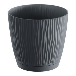 Plant Pot with Saucer Sandy 10.8 cm, anthracite