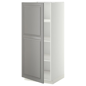 METOD High cabinet with shelves, white/Bodbyn grey, 60x60x140 cm