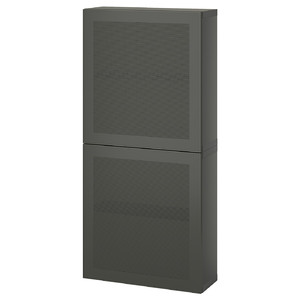 BESTÅ Wall cabinet with 2 doors, dark grey/Mörtviken dark grey, 60x22x128 cm