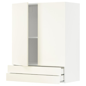 METOD / MAXIMERA Wall cabinet w 2 doors/2 drawers, white/Vallstena white, 80x100 cm