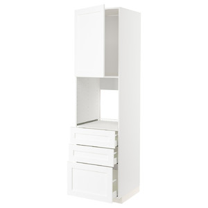 METOD / MAXIMERA High cab f oven w door/3 drawers, white Enköping/white wood effect, 60x60x220 cm