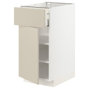 METOD / MAXIMERA Base cabinet with drawer/door, white/Havstorp beige, 40x60 cm