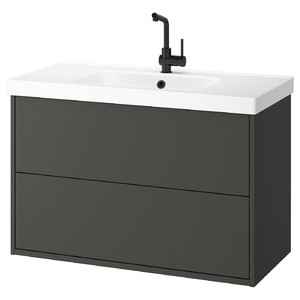 HAVBÄCK / ORRSJÖN Wash-stnd w drawers/wash-basin/tap, dark grey, 102x49x69 cm