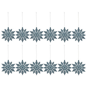 Christmas Hanging Decoration Snowflake 10 cm 12pcs, blue