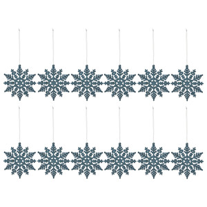 Christmas Hanging Decoration Snowflake 10 cm 12pcs, blue