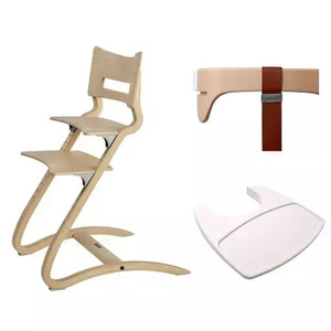 LEANDER CLASSIC™ High chair, white + safety bar, tray, Dark Blue pillow - SET