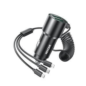WEKOME Car Charger with built-in cable 3in1, black