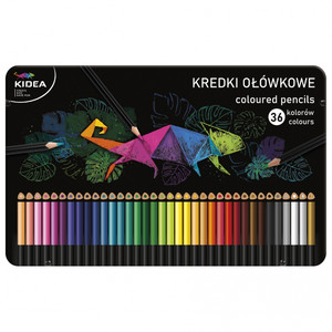 Kidea Triangular Coloured Pencils 36 Colours in Metal Box