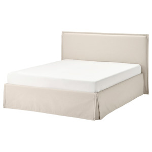 TÄRNKULLEN Upholstered bed frame, Vissle beige/Luröy, 160x200 cm