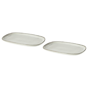 GLADELIG Plate, grey, 20x13 cm, 2 pack
