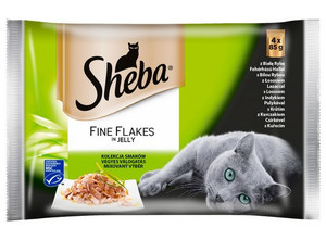 Sheba Delicacy Fine Flakes in Jelly Mix with White Fish, Turkey, Salmon, Chicken 4x 85g