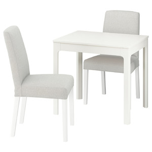 EKEDALEN / BERGMUND Table and 2 chairs, white/Ramna light grey white, 80/120 cm