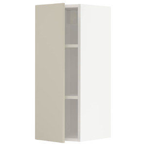 METOD Wall cabinet with shelves, white/Havstorp beige, 30x80 cm