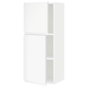 METOD Wall cabinet with shelves/2 doors, white/Voxtorp matt white, 40x100 cm