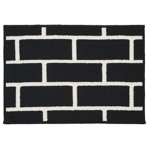 VÄNDPLATS Door mat, black/brick pattern, 40x60 cm